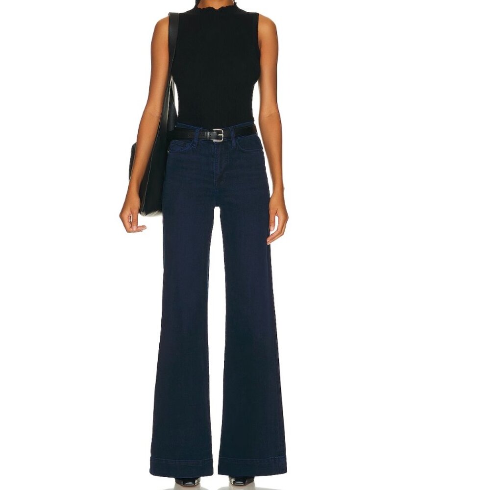NWT- FRAME Le Palazzo high rise, Size 30, wide hem, wide leg, denim, color Fiona